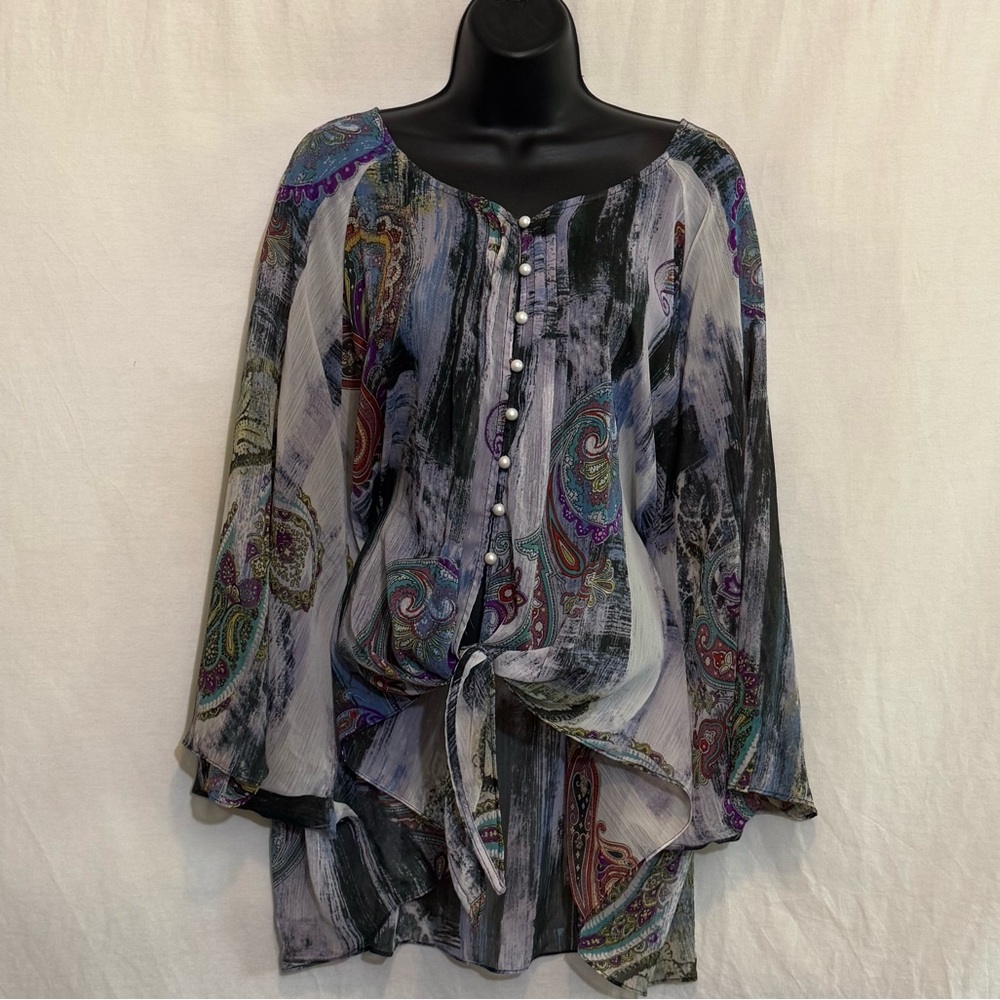 E-82 For Cynthia PLUS SIZE 3X Purple Paisley Blouse